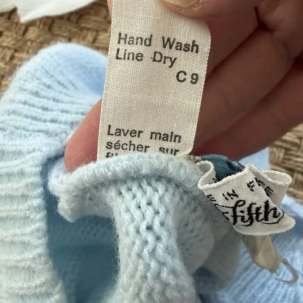 Vintage Heirloom Baby Boy’s Crylor Overalls, Cardigan & Knit Hat Baby Blue Set
